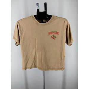 Urban Nation Farmers Market Strawberry Graphic Tee Tan Cropped T-Shirt M